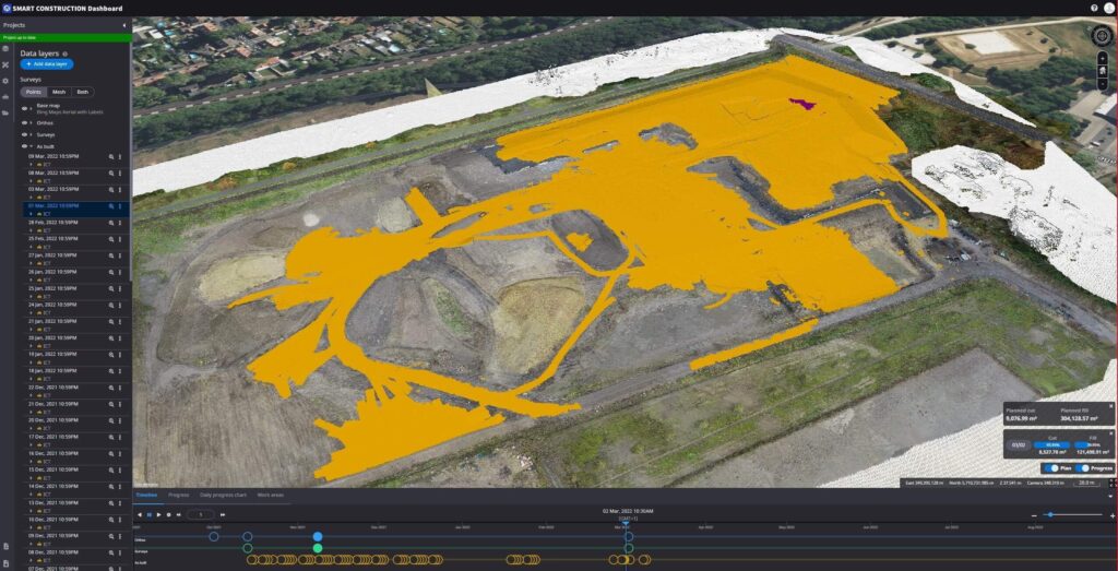 as-built information displayed within Smart Construction Dashboard