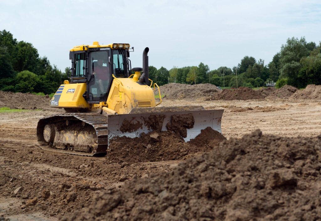 komatsu D61PXi Dozer Collecting as built by grading final terrain