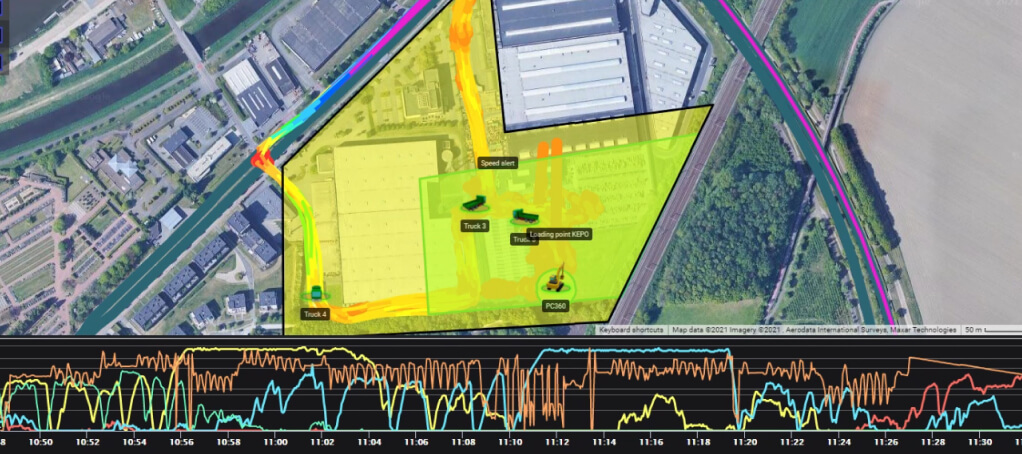 Smart Construction Retrofit connected to Smart Construction Fleet showing productivity