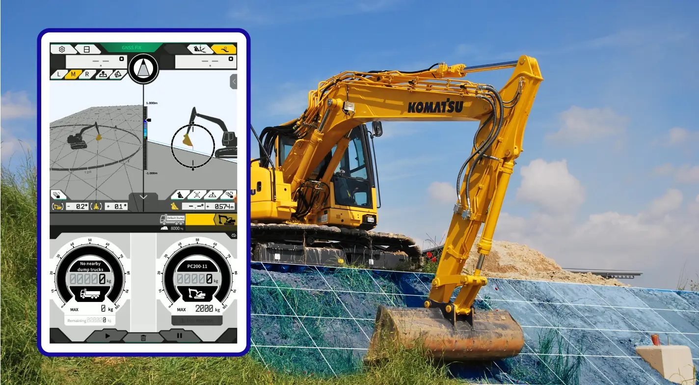 Header image for a webpage talking about Komatsu's Smart Construction 3D Machine Guidance system