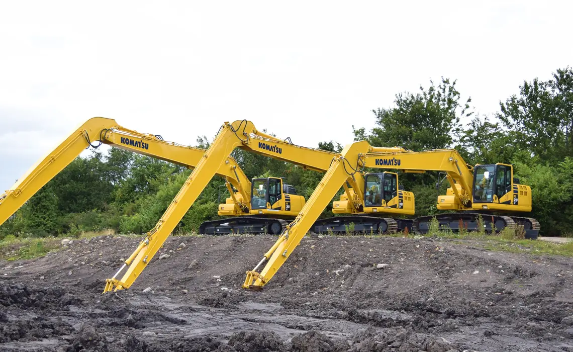 Komatsu's Smart Construction 3D Machine Guidance system comes with an optional kit for excavators with super long front