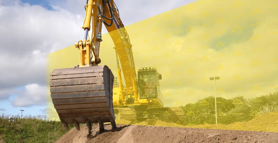 Image depicting a virtual border alerting an excavator operator it crosses into an attention zone